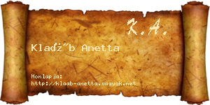 Klaáb Anetta névjegykártya